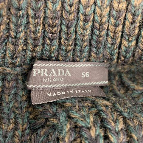 PRADA Size XL Green Olive Knitted Virgin Wool Sweater