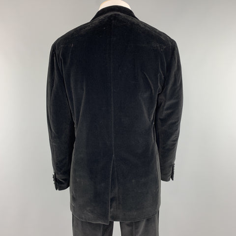 ETRO Taille 40 Regular Noir Velours de Coton 34 x 36 Smoking à Revers en Pointe