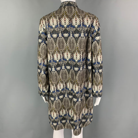 GIORGIO ARMANI Size 6 Grey Multi-Color Snake Skin Print Silk Lamb Leather Zip Up Coat