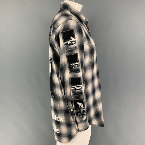 TAKAHIROMOIYASHITA Size One Size Grey Cream Plaid Oversized Long Sleeve Shirt