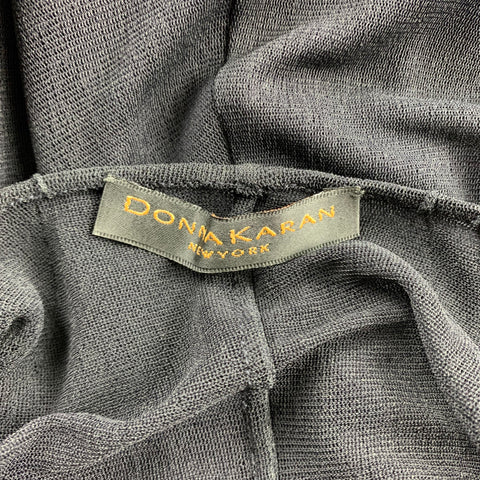 DONNA KARAN Talla L Vestido recto de poliéster / rayón de malla negro