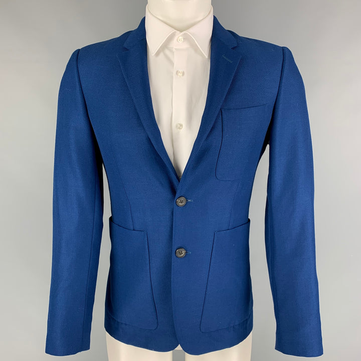 BURBERRY LONDON Taille 36 Manteau de sport en mohair en laine tissée bleu royal