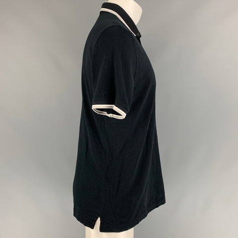 DOLCE & GABBANA Size M Black & White Cotton Buttoned Polo