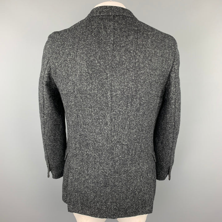 LOUIS VUITTON Size 44 Black & Grey Textured Wool / Alpaca Sport Coat