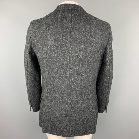 LOUIS VUITTON Size 44 Black & Grey Textured Wool / Alpaca Sport Coat
