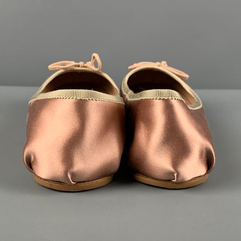PRADA Taille 7 Champagne Soie Ballerine Donna Flats