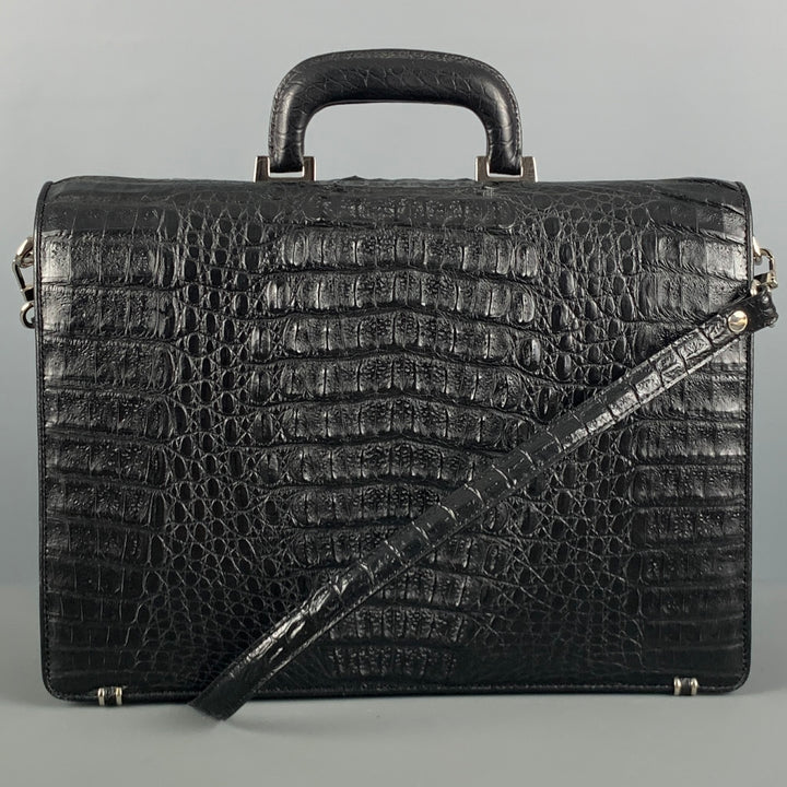 BRUCEGAO Black Crocodile Leather Briefcase Bags & Leather Goods