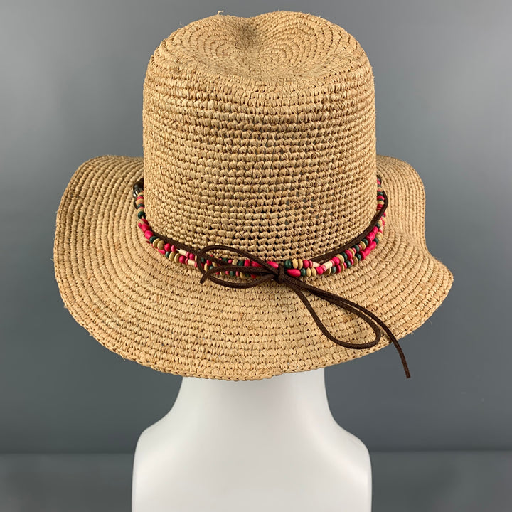 KOORINGAL Size 57 Beige Fuchsia Woven Raffia Hat
