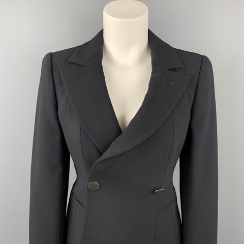 GIORGIO ARMANI Talla 0 Chaqueta de solapa de pico cruzada de lana negra