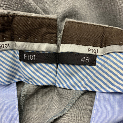 PT01 Size 30 Grey Heather Virgin Wool Button Fly Dress Pants