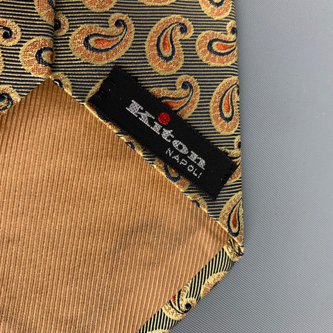 KITON Black Gold Paisley Silk Tie