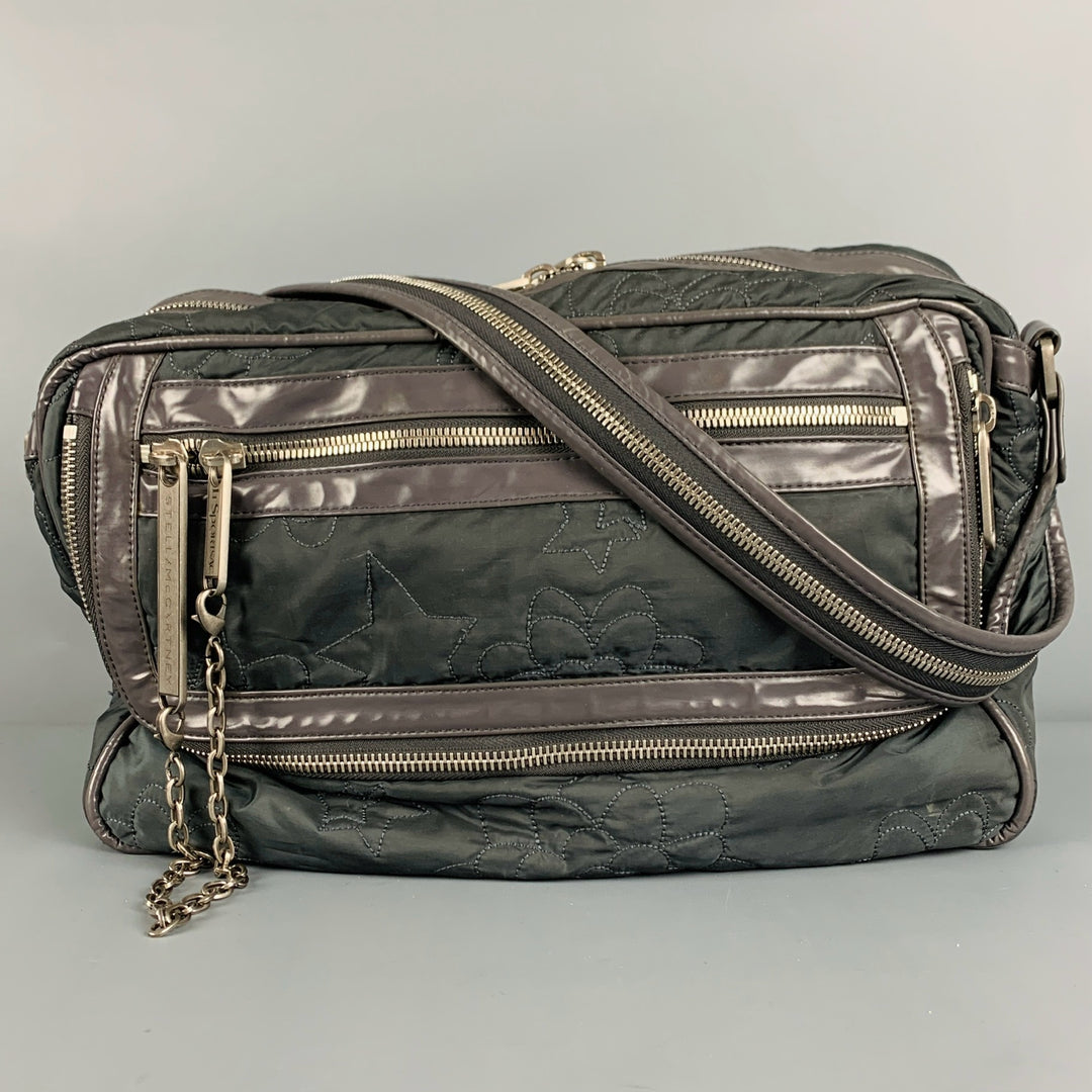 STELLA McCARTNEY Grey Embroidered Nylon Cross Body Handbag