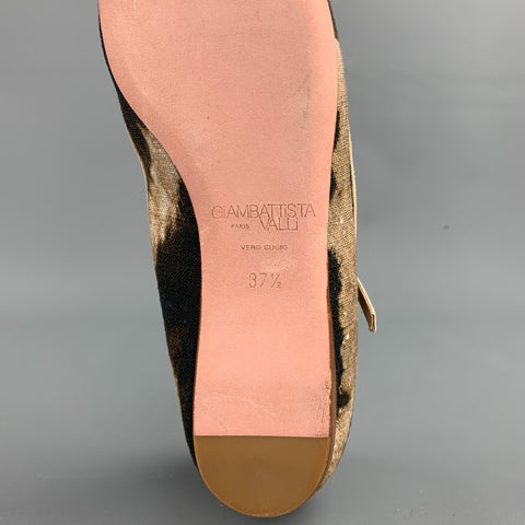 GIAMBATTISTA VALLI Size 7.5 Beige & Brown Leopard Print Maryjane Flats