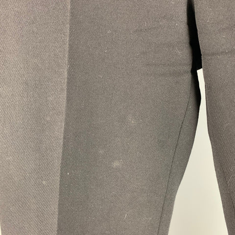 RALPH LAUREN Taille 36 Pantalon habillé en laine sergé noir à devant plat
