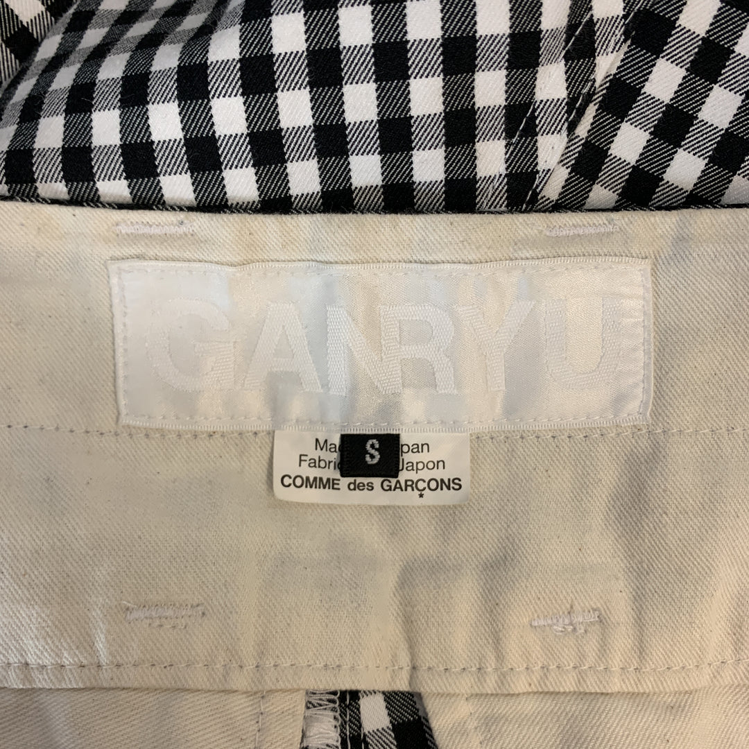 COMME des GARCONS GANRYU Size S Black & White Gingham Cotton Drop-Crotch Pants
