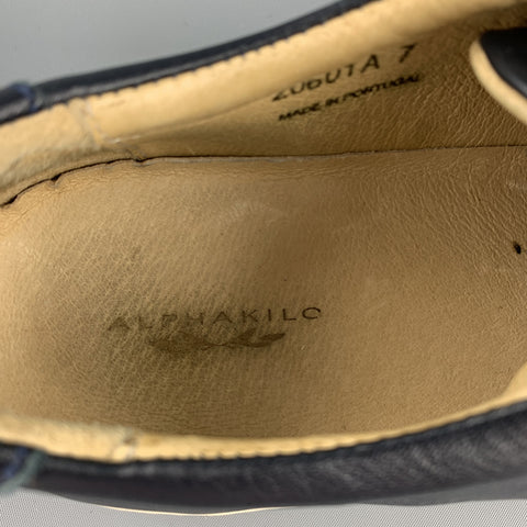 ALPHAKILO Size 8 Navy Leather Lace Up Sneakers