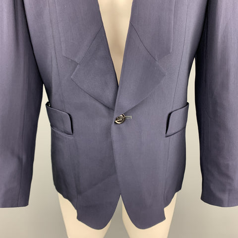 PAUL SMITH Size 40 Navy Wool / Viscose Blend Notch Lapel Upside Down Sport Coat