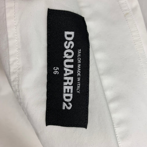 DSQUARED2 Size XXL White Cotton Tuxedo Long Sleeve Shirt