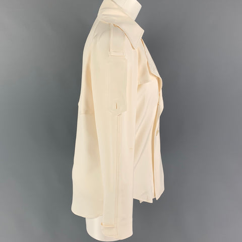 RALPH LAUREN Collection Size 4 Cream Silk Double Breasted Trench Coat