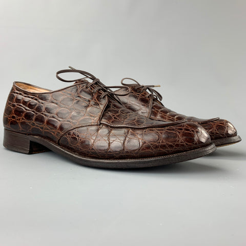 NETTLETON Size 9 Brown Embossed Leather Cap Toe Lace Up Shoes