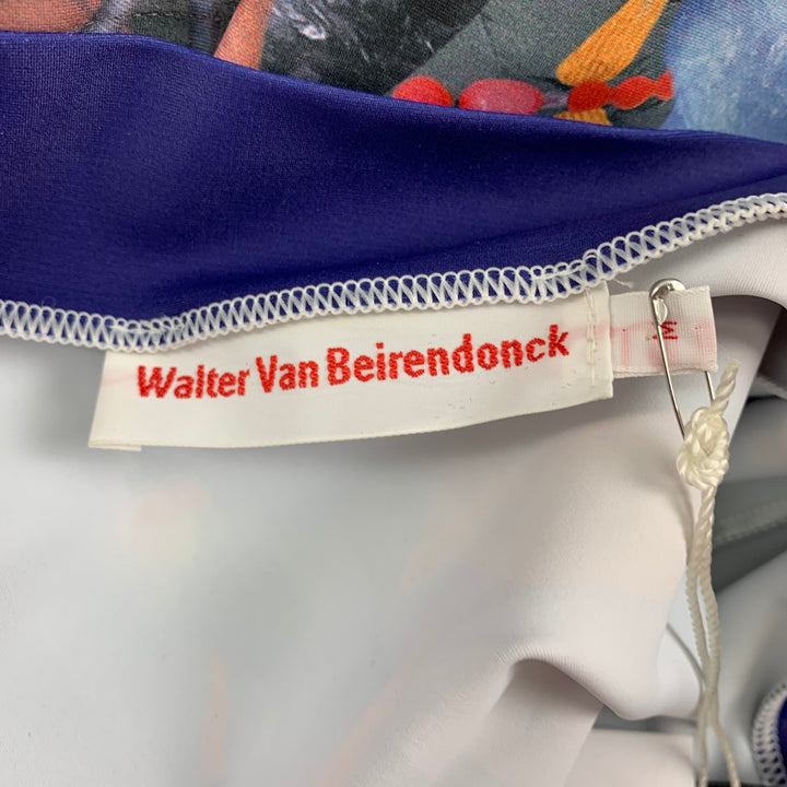WALTER VAN BEIRENDONCK FW18 Size M Multi-Color Graphic Nylon Jersey Bike Top