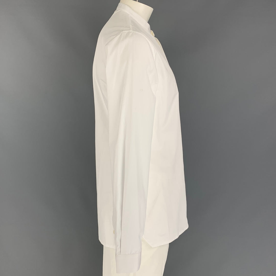 KRIS VAN ASSCHE Size L White Cotton Nehru Collar Long Sleeve Shirt