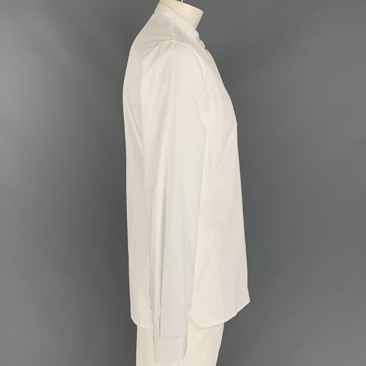 KRIS VAN ASSCHE Size L White Cotton Nehru Collar Long Sleeve Shirt