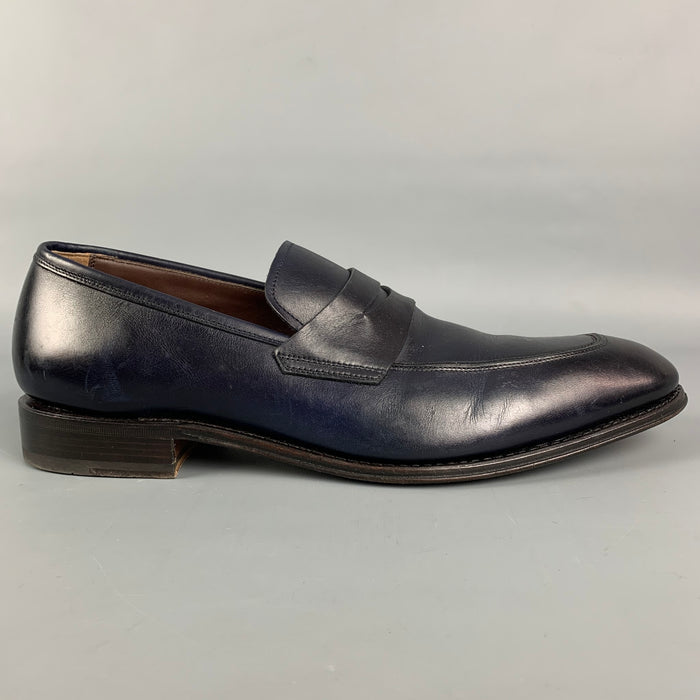 SALVATORE FERRAGAMO Size 11 Navy Leather Penny Loafers