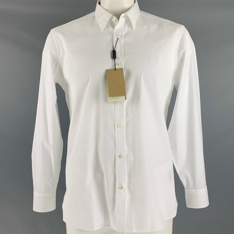 BURBERRY LONDON Taille XL Chemise à manches longues en coton élasthanne blanc