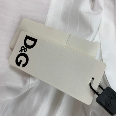 D&G by DOLCE & GABBANA Size XXL White Stripe Cotton Button Up Long Sleeve Shirt