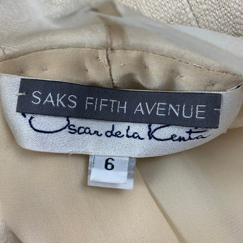 OSCAR DE LA RENTA Size 6 Beige Sequined Open Front Coat