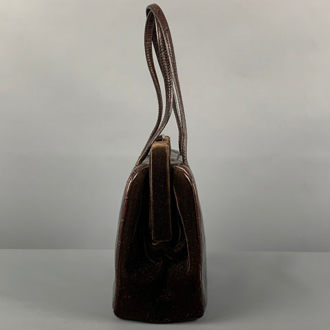 vintage PRADA Brown Alligator Embossed Leather Velvet Mini Sac à main