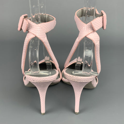 ALEXANDER WANG Size 8 Lilac Embossed Leather Ankle Strap Pumps