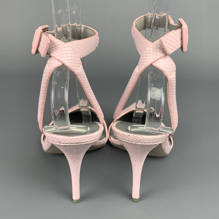 ALEXANDER WANG Size 8 Lilac Embossed Leather Ankle Strap Pumps