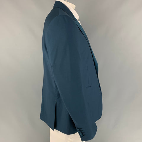 PAUL SMITH Soho Fit Size 46 Teal Wool / Mohair Peak Lapel Sport Coat