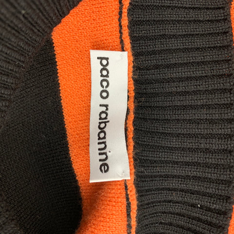 PACO RABANNE Size XL Orange & Black Stripe Wool Blend Pullover