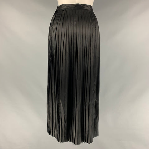 CHRISTIAN DIOR Talla 6 Falda plisada a media pierna de seda negra