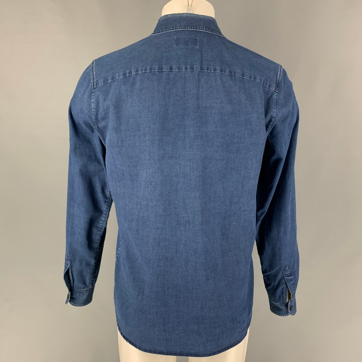 A.P.C. Size M Blue Cotton Polyester Denim Long Sleeve Shirt