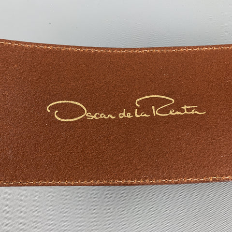 OSCAR DE LA RENTA Size M Tan Leather Silver Buckle Wrap Belt