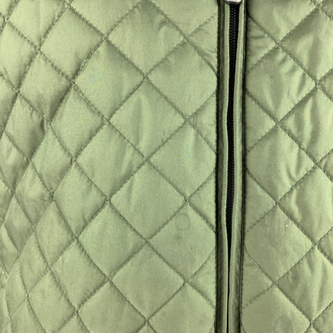 BROOKS BROTHERS Size XL Green Quilted Polyester Zip Up Vest