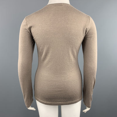 LORO PIANA Size 10 Taupe Beige Sheer Cashmere Knit Long Sleeve Pullover