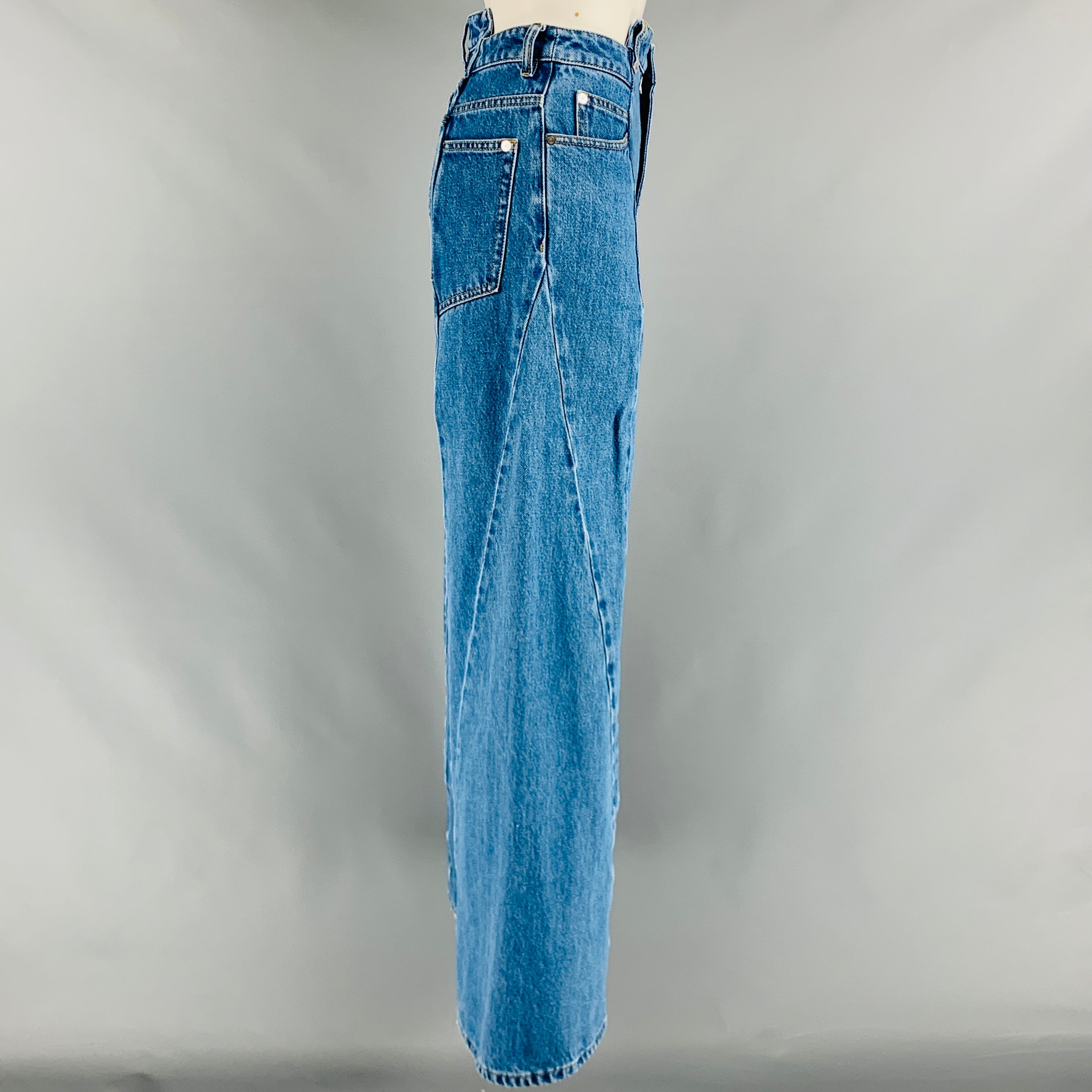 MAISON MARGIELA Size 0 Blue Cotton High Waisted Jeans – Sui