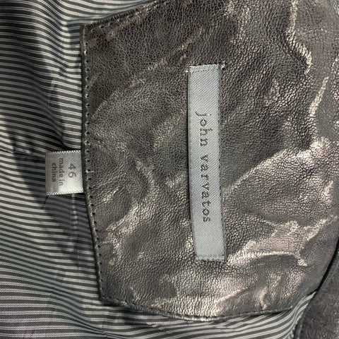 JOHN VARVATOS Size XS Black Silver Textured Leather Jacket