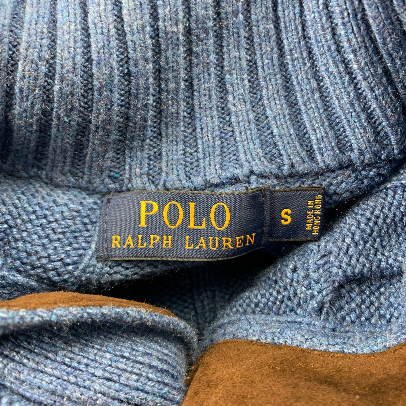 POLO by RALPH LAUREN Size S Blue Cable Knit Silk / Cashmere Mock Turtleneck Sweater