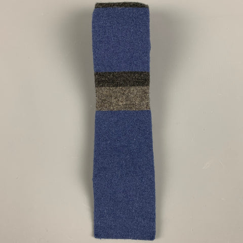 Cravate en tricot à rayures bleues et grises VINTAGE