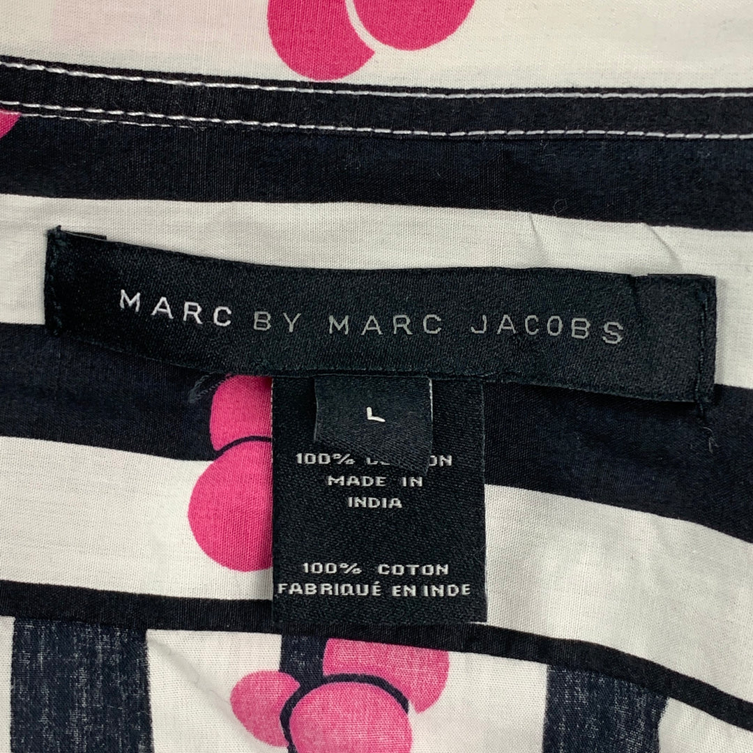 MARC by MARC JACOBS Size L Black White Stripe Cotton Button Up Long Sleeve Shirt