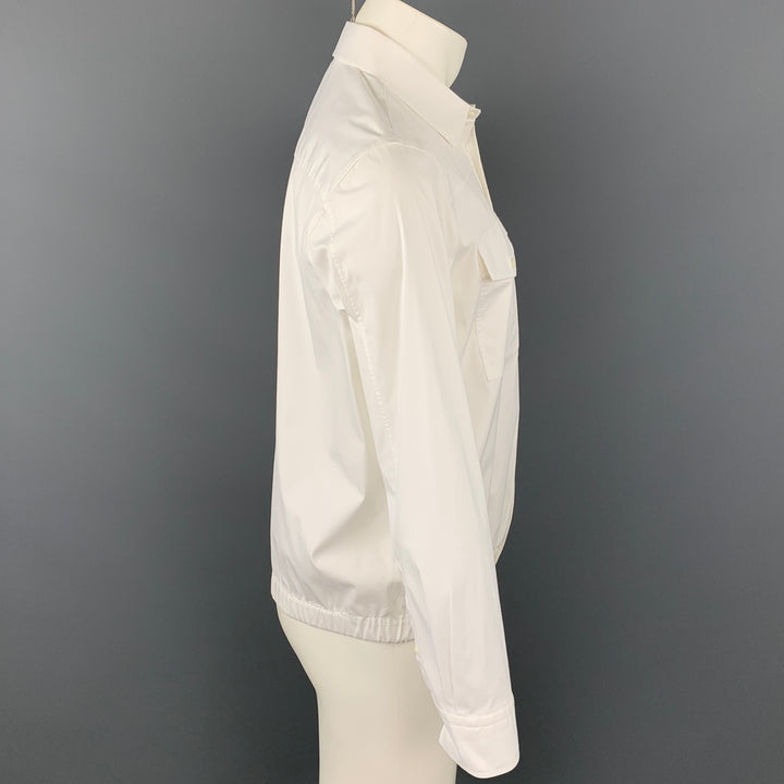 NEIL BARRETT Size L White Cotton Blend Elastic Waistband Long Sleeve Shirt