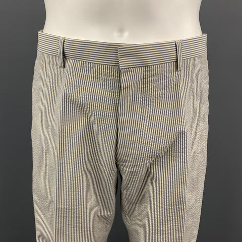 J. CREW 39 Regular Grey & Cream Stripe Seersucker Suit