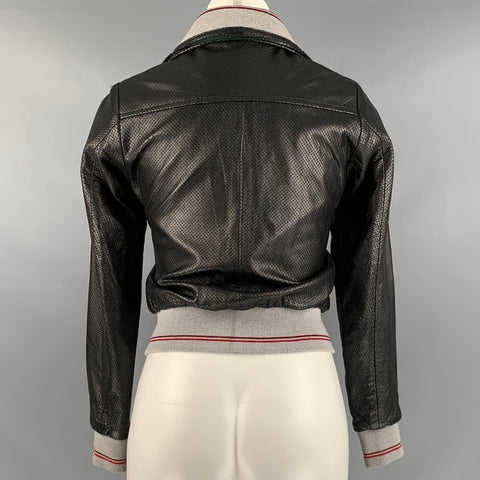 DR ROMANELLI Size S Black Grey Leather Perforated Jacket