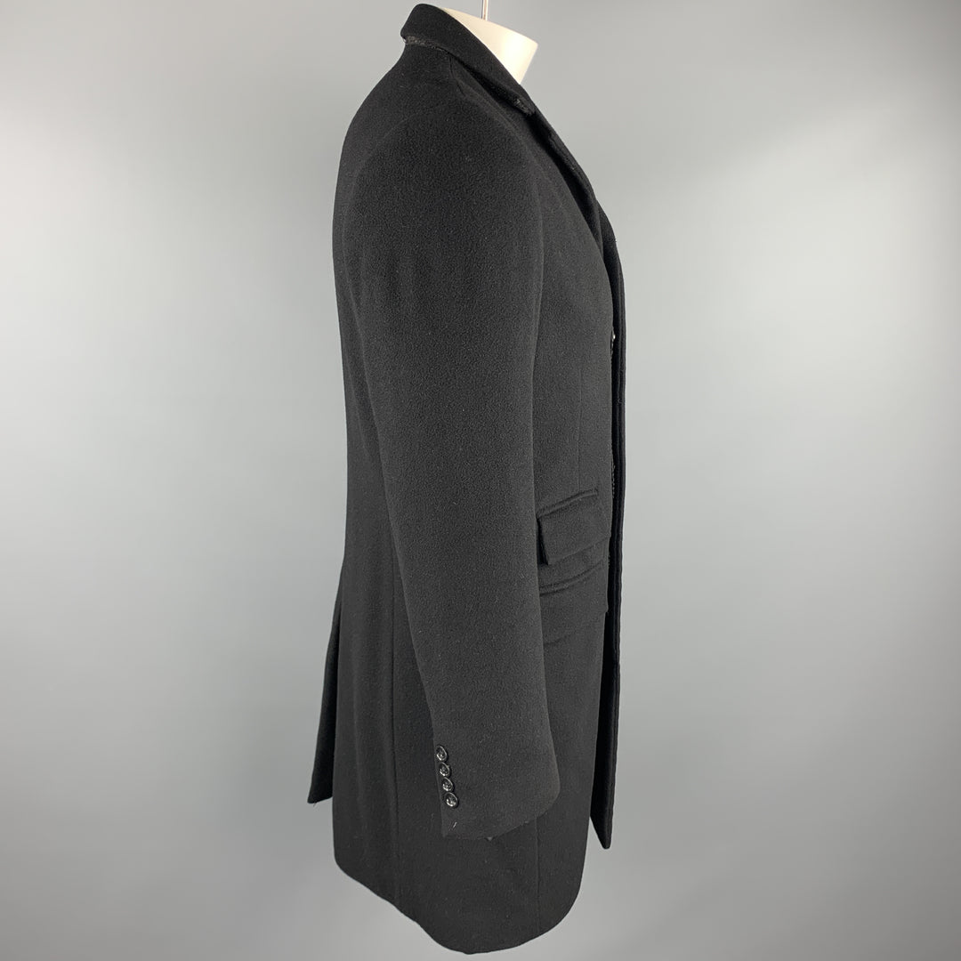 J CREW Chest Size L Black Wool / Cashmere Hidden Buttons Coat